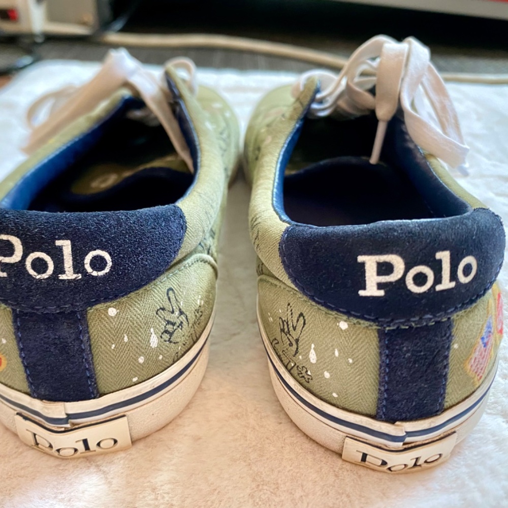 Polo Ralph Lauren Thorton Graffiti Canvas Sneakers "Equality For All" Mens 9.5D - Picture 6 of 8